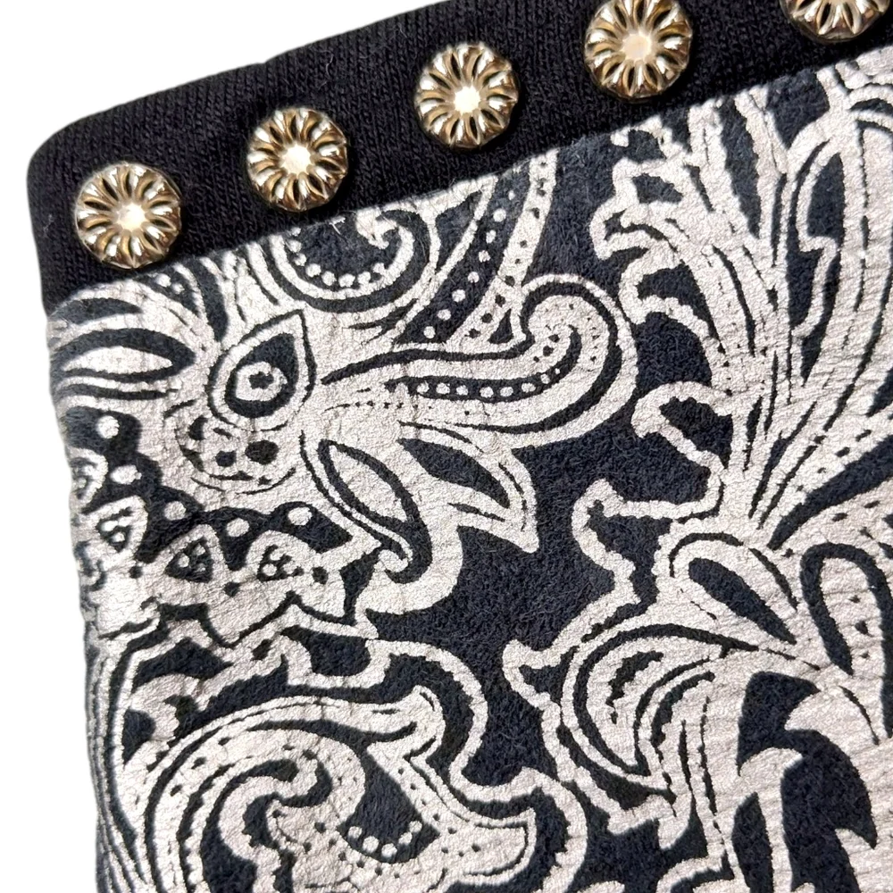 Cache Black A-Line Skirt with Beige Ornate Waist Panel - Picture 7 of 14